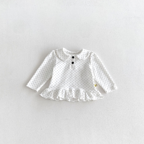 New Arrival Spring and Autumn Infant Baby Kids Girls Dots Pattern Turn-down Collar Long Sleeves Top Wholesale New Arrival Spring and Autumn Infant Baby Kids Girls Dots Pattern Turn-down Collar Long Sleeves Top Wholesale
