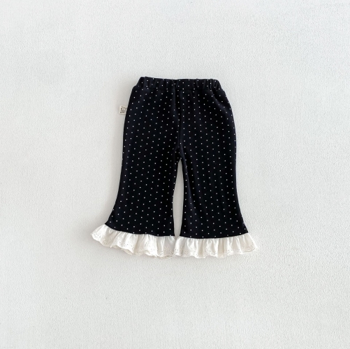 Autumn Infant Baby Kids Girls One Piece Dots Pattern Lace Trim Pants Wholesale Autumn Infant Baby Kids Girls One Piece Dots Pattern Lace Trim Pants Wholesale