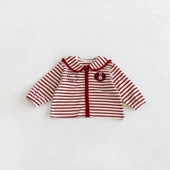 New Arrival Spring and Autumn Infant Baby Kids Girls Cartoon and Striped Pattern Long Sleeves Zip-up Coat Wholesale