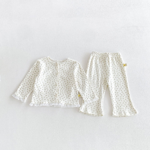 Autumn Infant Baby Kids Girls Long Sleeves Floral Lace Trim Top and Pants Cute Clothing Sets Wholesale Autumn Infant Baby Kids Girls Long Sleeves Floral Lace Trim Top and Pants Cute Clothing Sets Wholesale