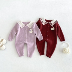 Autumn and Winter Infant Baby Girls Cute Rabbit Long Sleeve Knitted One Piece Rompers Wholesale