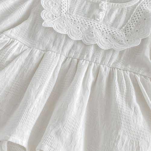 Spring and Autumn Infant Baby Girls Solid Color Long Sleeves One Piece Dress Wholesale