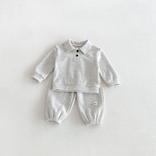Autumn Infant Baby Kids Long Sleeves Dots Pattern Top and Pants Casual Clothing Sets Wholesale