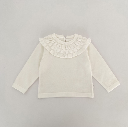 Autumn Infant Baby Kids Girls Long Sleeves Solid Color Top and Flowers Jacquard Dress Clothing Sets Wholesale