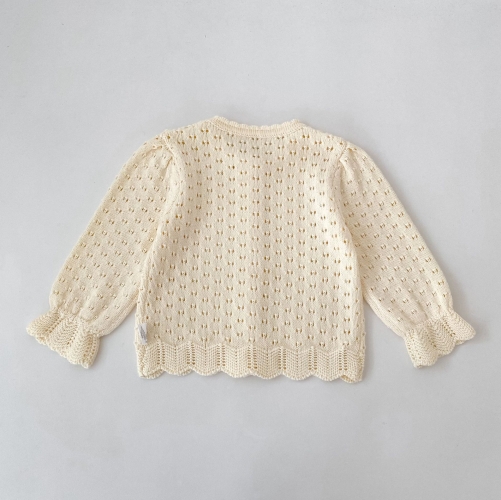 New Arrival Spring and Autumn Infant Baby Kids Girls Hollow-out Pattern Long Sleeves Knitted Cardigan Wholesale