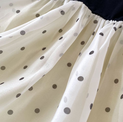 Spring and Autumn Infant Baby Girls Dots Pattern Long Sleeves Color Patchwork Dress Wholesale