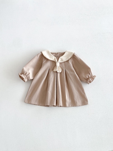 Spring and Autumn Infant Baby Girls Preppy Color Patchwork Long Sleeves Dress Wholesale Spring and Autumn Infant Baby Girls Preppy Color Patchwork Long Sleeves Dress Wholesale