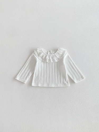 New Arrival Spring and Autumn Infant Baby Kids Girls Lace Collar Long Sleeves Top Wholesale
