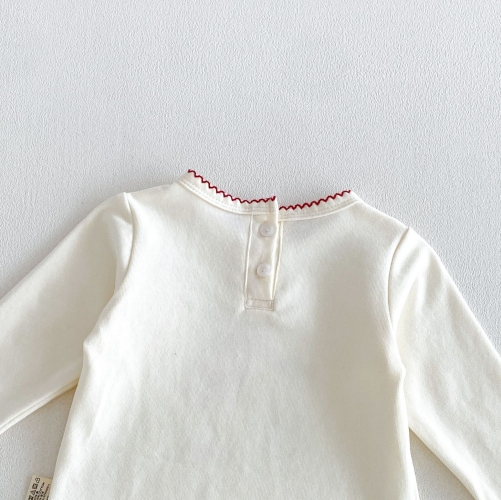 New Arrival Spring and Autumn Infant Baby Kids Girls Butterfly-bows Cartoon Pattern Long Sleeves Top Wholesale