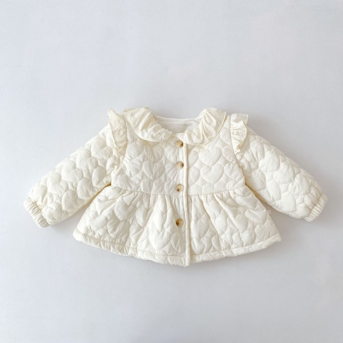 New Arrival Winter Infant Baby Kids Girls Hearts Pattern Cotton-Padded Warm Long Sleeves Coat Wholesale