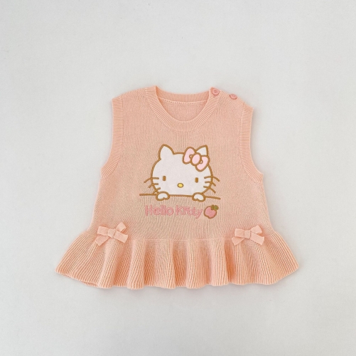 New Arrival Spring and Autumn Infant Baby Girls Cartoon and Letters Pattern Sleeveless Knitted Vest Wholesale New Arrival Spring and Autumn Infant Baby Girls Cartoon and Letters Pattern Sleeveless Knitted Vest Wholesale