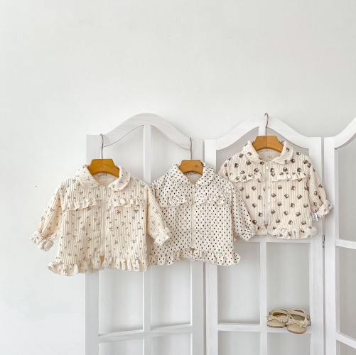 New Arrival Spring and Autumn Infant Baby Kids Girls Turn-down Collar Long Sleeves Coat Wholesale