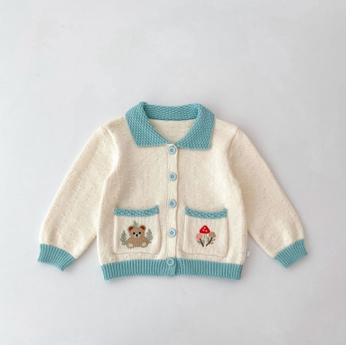 New Arrival Winter and Autumn Infant Baby Kids Long Sleeves Knitted Cartoon Pattern Cardigan Wholesale