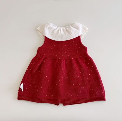 New Arrival Spring and Autumn Infant Baby Kids Girls Sleeveless Knitted Dress Wholesale