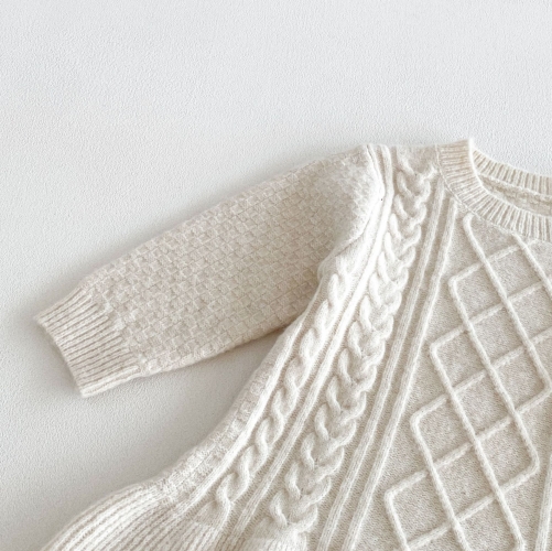Winter and Autumn Infant Baby Girls Long Sleeves Crew Neck Knitted Dress Wholesale